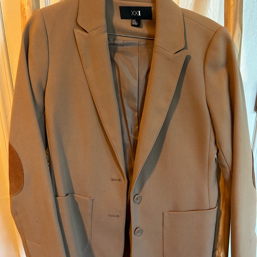 Forever 21 women's Camel Blazer with Elbow Patches